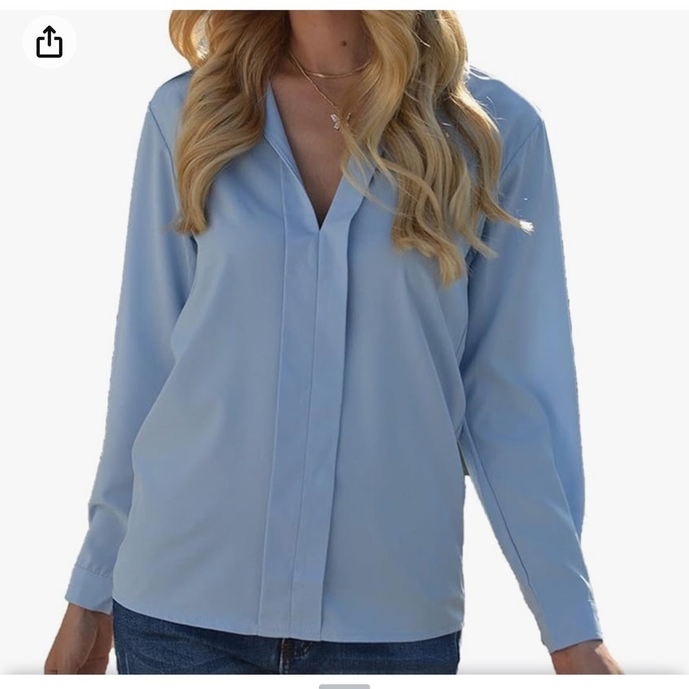 Women's V-Neck Satin Lapel Shirt Long Sleeve Blouse